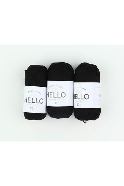 Tuva Tekstil 50g Black Hello Knitting Yarn 3 Piece Set