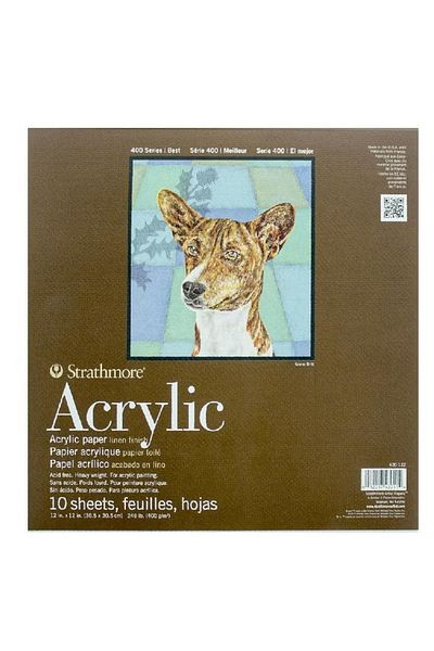 Strathmore Acrylic Painting Pad Heavyweight Linen Finish 400gsm White 12 x 12 Inch – 10 Sheets