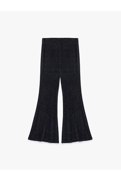 Koton Pantaloni lati spaniole cu talie inalta cu sclipici