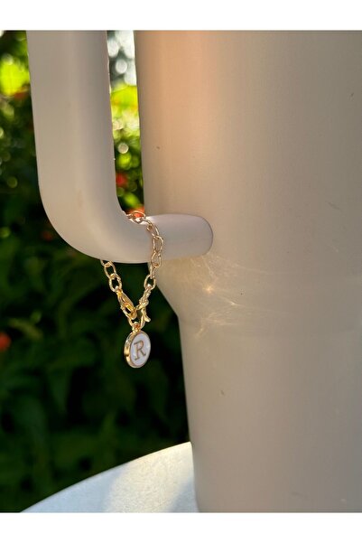 YuccaCo Accessorize Your Life White Thermos Compatible Accessory with Letter R/Letter R Thermos Charm/Letter Thermos Ornament