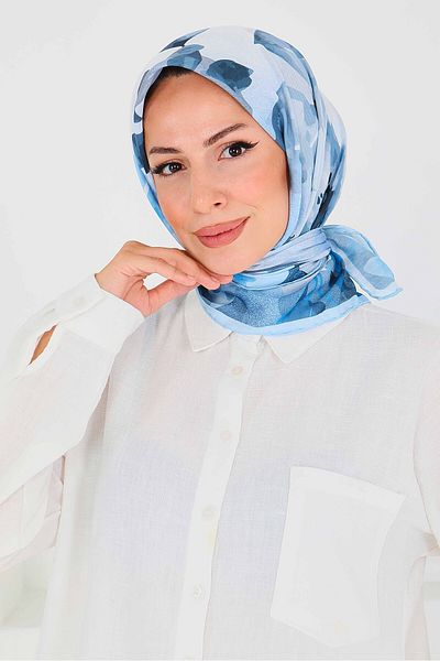 TOFİSA Patterned Bamboo Shawl Baby Blue - 27522