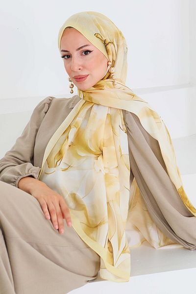 TOFİSA Patterned Bamboo Square Shawl Sari - 27529