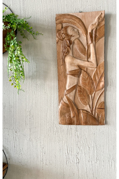 Store NEFARİ'NİN SIRRI ANTİK MISIR AHŞAP OYMA TABLO 20 X 40 cm