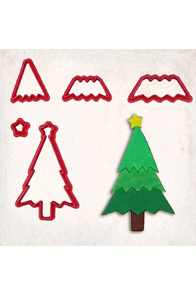 Butedo Christmas Tree Detail Cookie Mold Set of 5