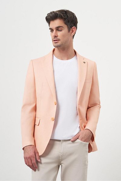 Morven Men's Yavruağzı Polyviscon Slim Fit Mono Collar Classic Jacket