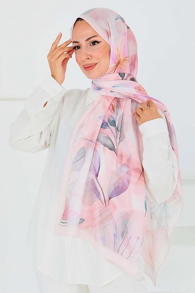 TOFİSA Patterned Bamboo Square Shawl Powder - 27525