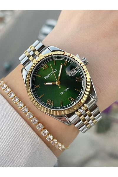 Ferrucci Women's Wrist Watch and Bracelet with Calendar 2 Years Guarantee
