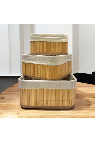 Online Home Market Τριπλό τετράγωνο από μπαμπού, πολλαπλών χρήσεων, οργανωτής, μπάνιο, καλάθι κουζίνας