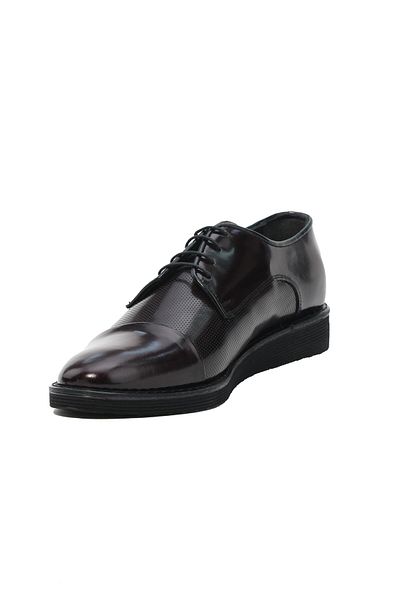 Morven Men's Burgundy Polyurethane Patent Leather Shoes