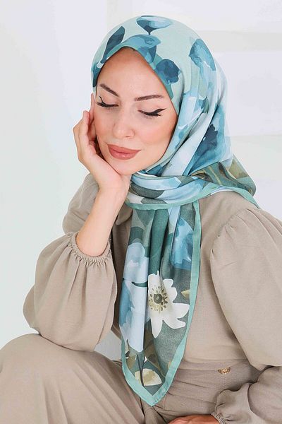 TOFİSA Patterned Bamboo Shawl Mint - 27522