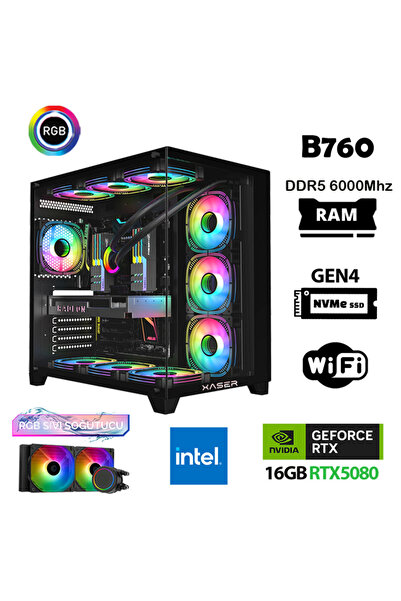XASER Velox X430 i7 14700f 64GB DDR5 Ram 2TB M.2 NVMe SSD 16GB RTX5080 Masaüs...