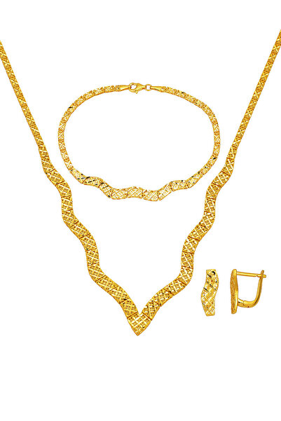 Bilezikci Yaşam Çiçeği Kıvrımlı Altın Düğün Seti