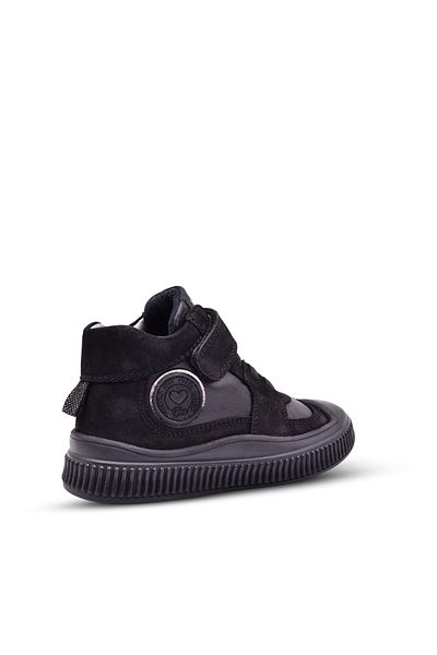 kids A more Sapphire Girl's Genuine Leather Single Velcro Black Color Boots