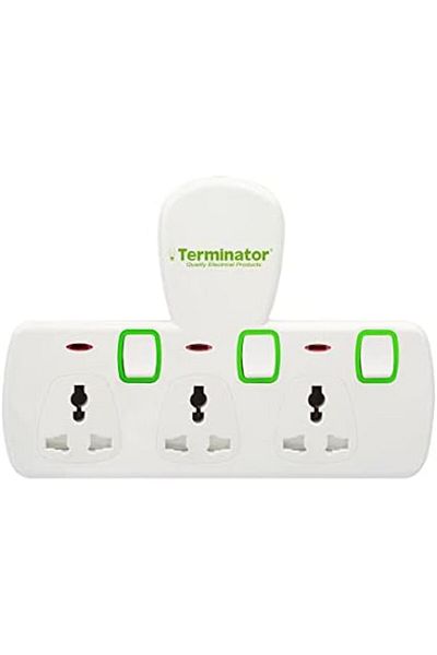 Terminatör Terminator 3 Way Universal T-Socket Multi Adaptor With Individual Switches & Indicators 13A Plug and