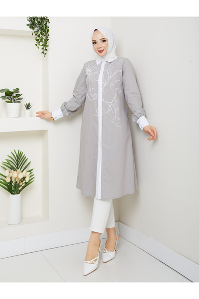 BELLİNA Kadın Yazlık Rahat Pamuk Polyester Uzun Tunik