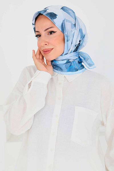 TOFİSA Patterned Bamboo Shawl Baby Blue - 27522