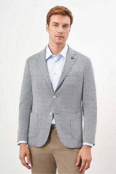 Morven Men's Stone Knitted Slim Fit Bag Pocket Mono Collar Sports Jacket