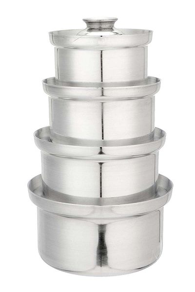 ELEGANT HOME Aluminum Pots Set Consisting of 4 Pots Indian Industry Size 15cm/17cm/19cm/21cm
