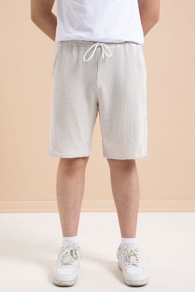 Cansın Mini Cream Waterway Men's Shorts with Elastic Waist 21366