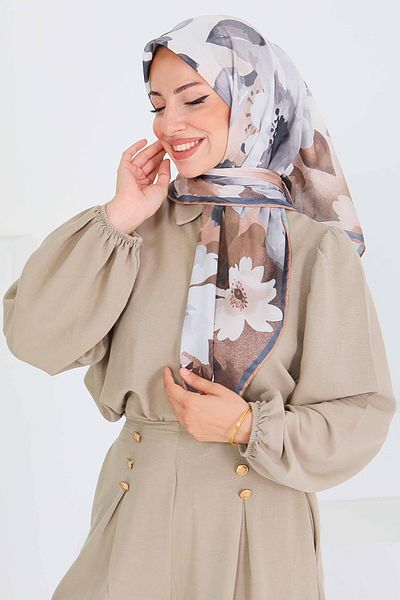 TOFİSA Patterned Bamboo Shawl Brown - 27522