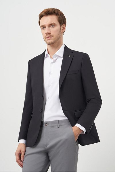 Morven Men's Black Polyviscose Slim Fit Mono Collar Classic Jacket
