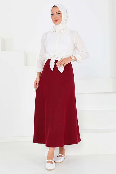 TOFİSA A-Line Skirt Burgundy - 27075