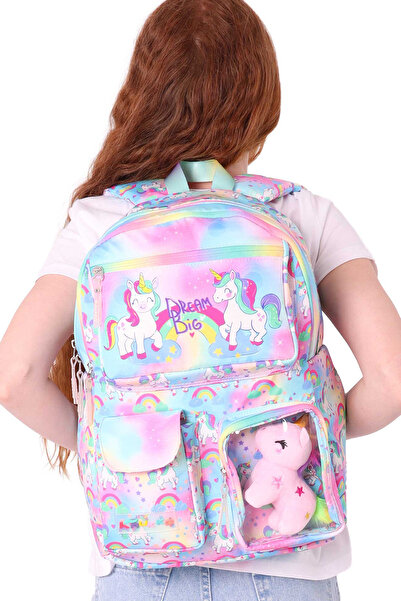 ELATAE Rucsac școlar ortopedic cu mai multe compartimente pentru fete, din ma...