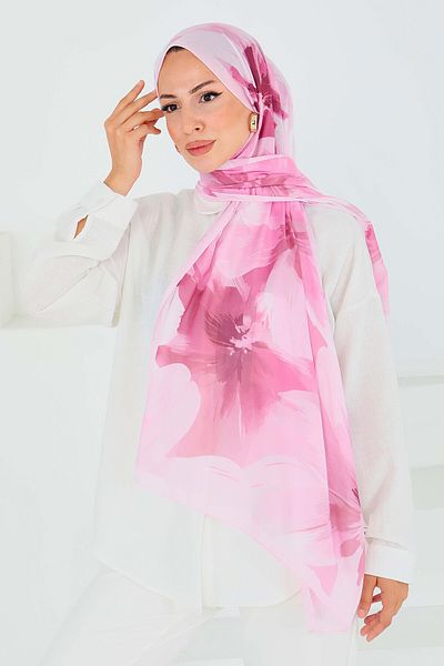 TOFİSA Patterned Bamboo Square Shawl Powder - 27524
