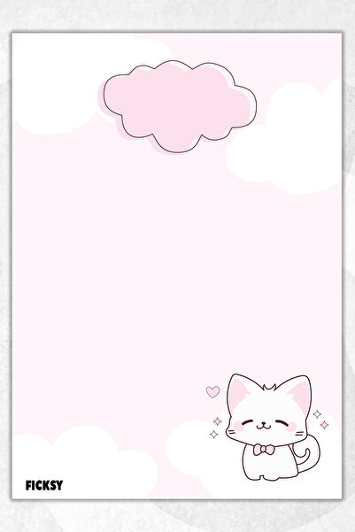 Ficksy ورق ملاحظات على شكل قطة - مقاس A5 - 50 ورقة - مفكرة - مذكرة - مفكرة - قائمة المهام - دفتر ملاحظات