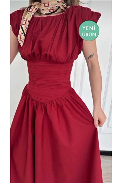 REDSONNE Φόρεμα μίντι από ύφασμα ποπλίνα με ειδικό σχέδιο που ταιριάζει στη μέση