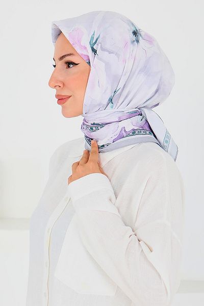 TOFİSA Patterned Bamboo Shawl Lilac - 27521