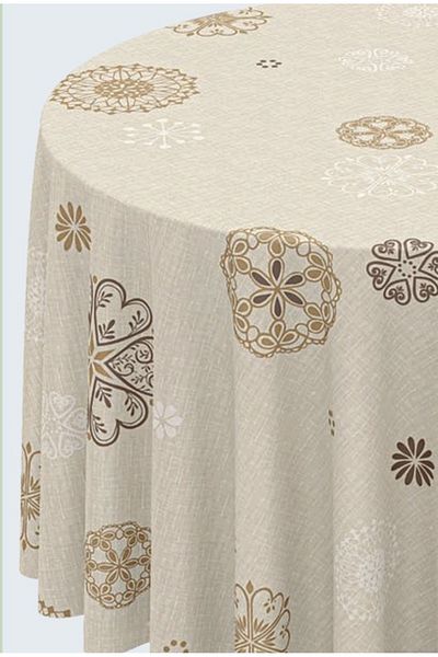 Blue Home Table Cloth Fiber Lined Pvc Non-Slip Stain Resistant Erasable Mirella Pattern Color No: 62A