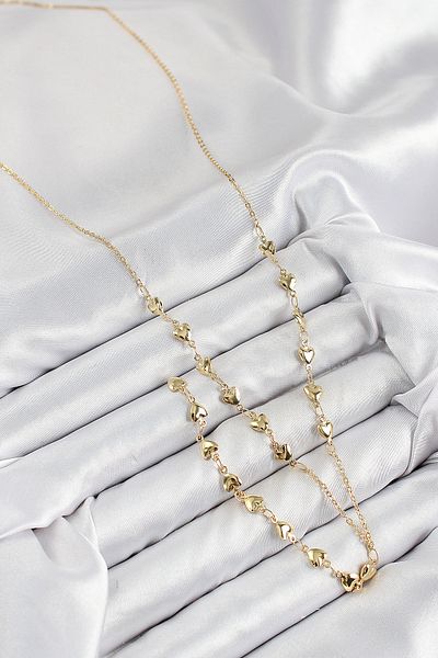 SeyCey.co Brass Zircon Stone Heart Model Gold Color Y Necklace