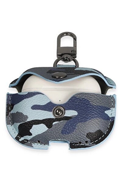 CepteToptan Myt09 AirPods Pro 2 (2Nd Generation) Bag Camouflage Leather Case - Blue