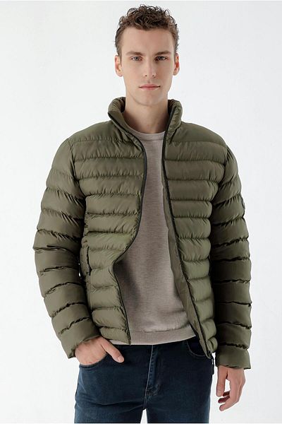 Morven Men's Khaki Edmonton Slim Fit Slim Fit Short Quilted Coat