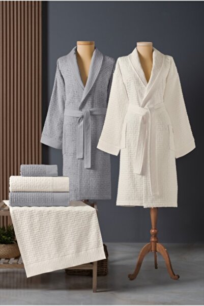 Altınbaşak Bambu Bornoz Seti Lisse Coin İvory