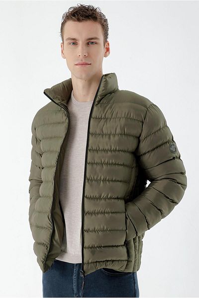 Morven Men's Khaki Edmonton Slim Fit Slim Fit Short Quilted Coat