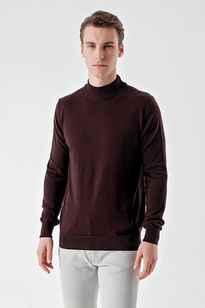 Morven Men's Purple Basic Half Turtleneck Dynamic Fit Comfortable Cut Knitwear
