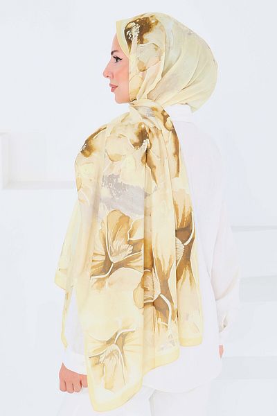 TOFİSA Patterned Bamboo Square Shawl Sari - 27526