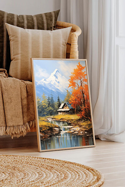 Dekorsiahome Tek Parça Ahşap Çerçeveli Oturma Odası Salon Mutfak Tablosu TK1284