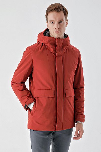 Morven Men's Tile Flora Snap-Up Hooded Dynamic Fit Comfortable Cut Coat