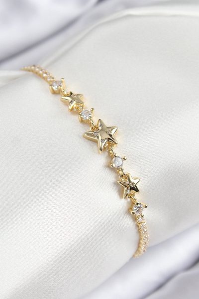 TUA MODA Tua Moda Brass Zircon Stone Star Model Gold Color Women's Bracelet