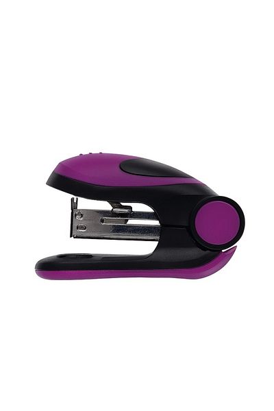 OEM Mini office stapler, with 400 staples included, purple/black, compact and ergonomic