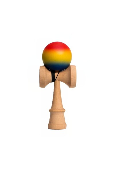 Kendama Interactive Wooden Toy 18 cm, Skill Game for Children and Adults, Red Yellow Blue