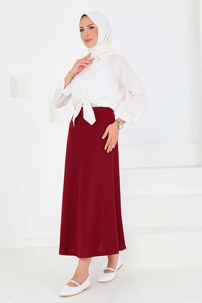 TOFİSA A-Line Skirt Burgundy - 27075