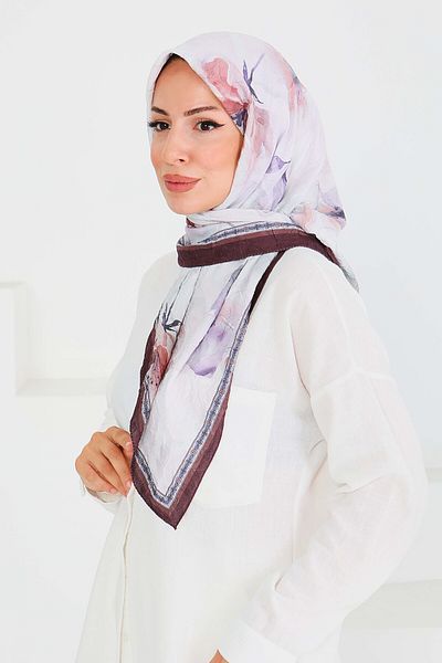 TOFİSA Patterned Bamboo Shawl Brown - 27521