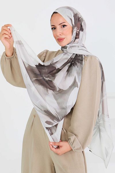 TOFİSA Patterned Bamboo Square Shawl Beige - 27524