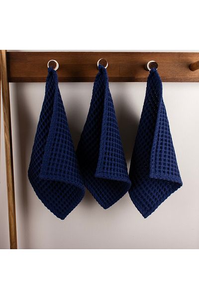 Püskül Tekstil Luxury Kitchen Towel 3 Pieces - High Quality, 100% Cotton, 30X30 Cm, Waffle Woven Washcloth Towel