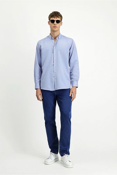 Kiğılı Long Sleeve Regular Fit Cotton Easy-Iron Shirt