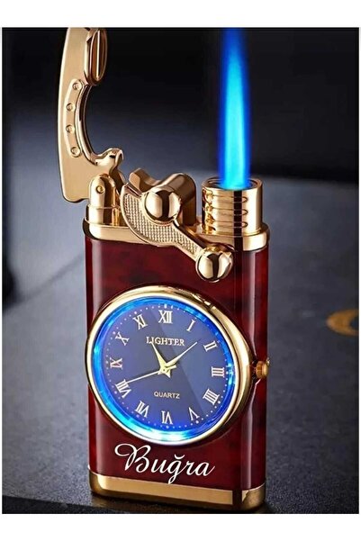 HALL BREATHE Kişiye Özel Lüks Saatli Pürmüzlü Gazlı Çakmak, Zarif ve Şık Tasarım